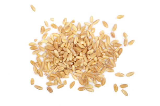 istock wheat grains isolated on white background. Top view. Flat lay 905822308