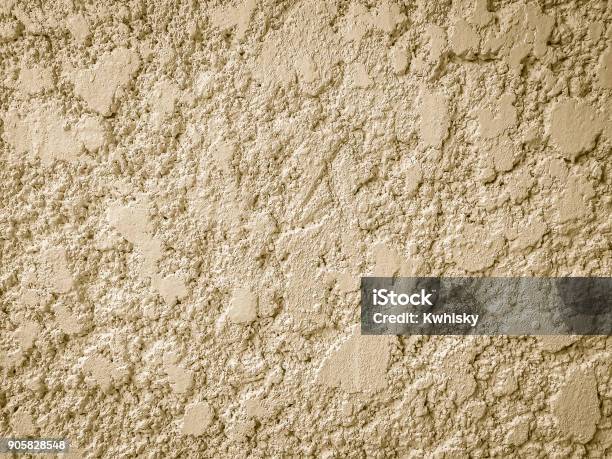 Stucco Mortar Plastered Wall Texture With Grey And Rough Surface Background Stock Photo - Download Image Now