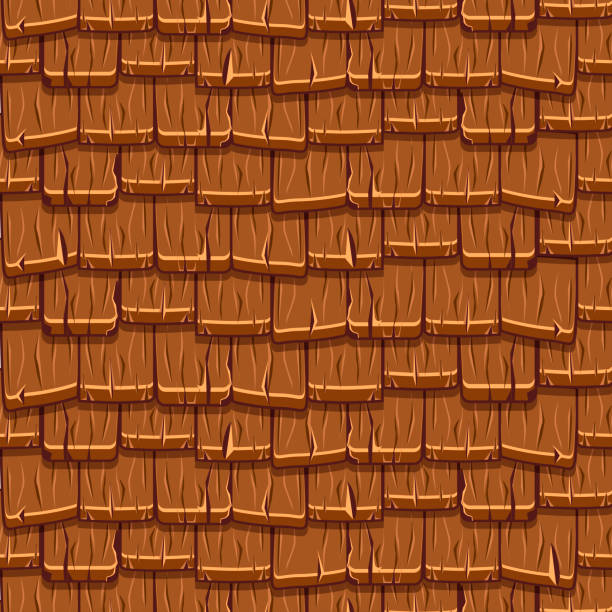 완벽 한 오래 된 갈색 나무 지붕 타일 - roof pattern stock illustrations