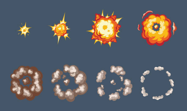 анимация эффекта взрыва, разбитого на отдельные кадры - clear sky flash stock illustrations