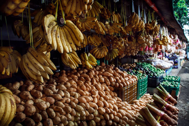 istock Open air fruit market in the village 905832718