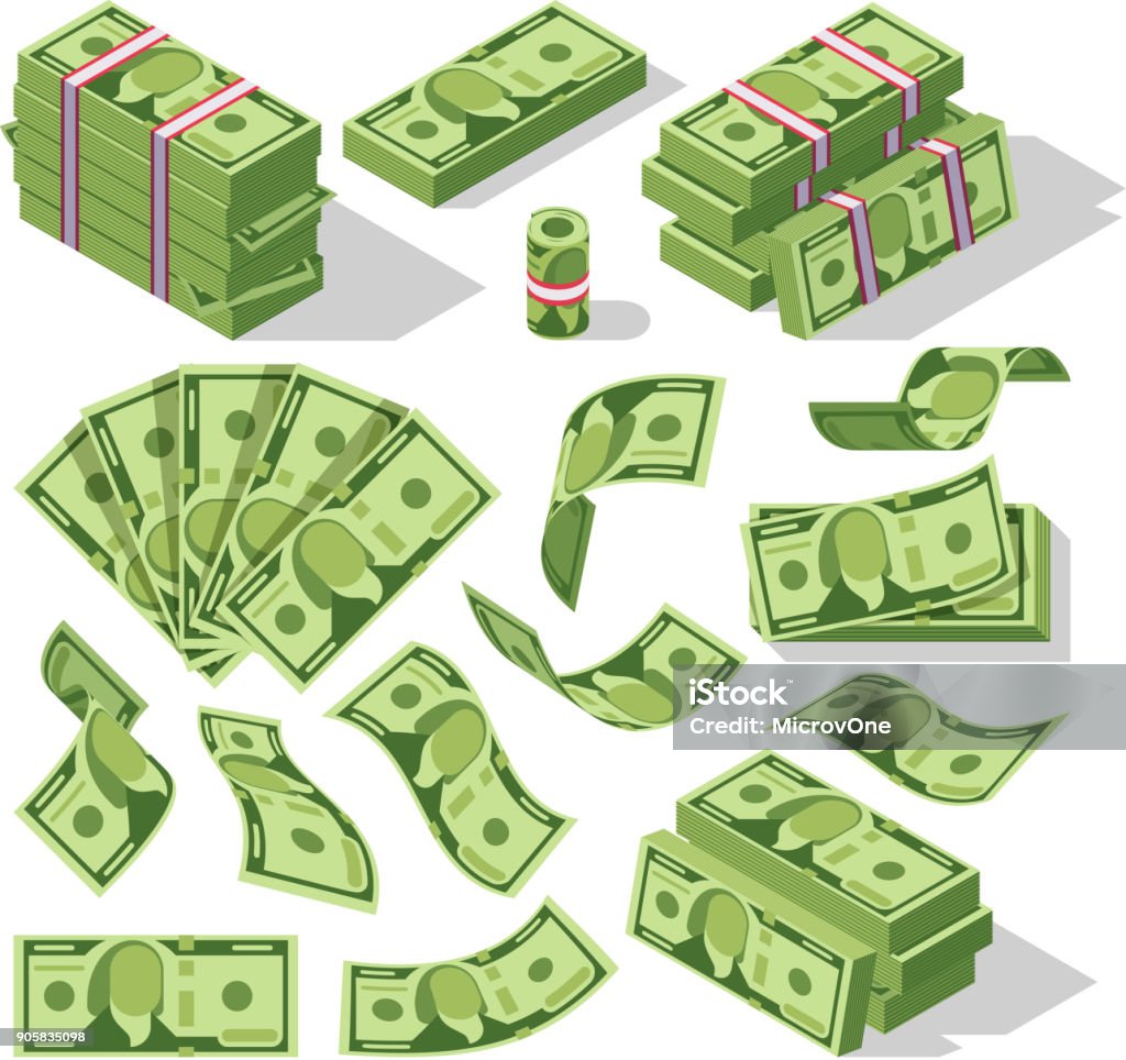 Ilustración de Dibujos Animados De Billetes De Dinero Efectivo De Billetes  De Dólar Verde Vector Iconos y más Vectores Libres de Derechos de  Abundancia - iStock