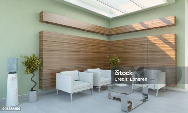 Modern Waiting Area Lobby Interior Scene Stock Photo - Download Image Now - Office, Waiting Room, Hospital