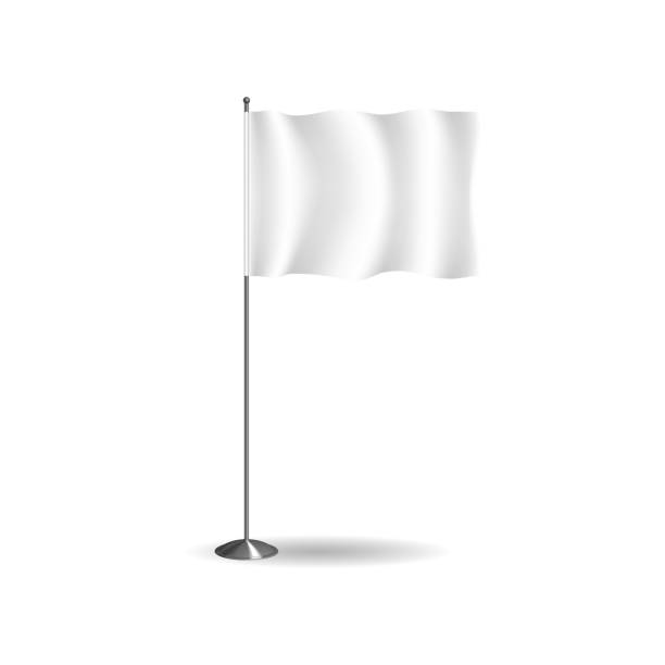 istock Realistic flag, textile banner and advertising layout, white advertising stand 905839752
