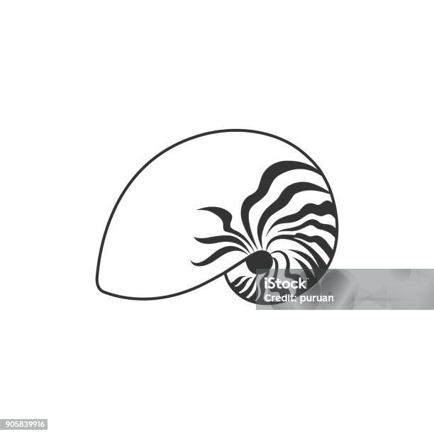 Bw Icons Nautilus Stock Illustration - Download Image Now - Animal Shell, Animal, Beach