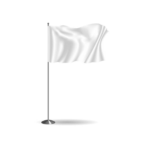 istock Realistic flag, textile banner and advertising layout, white advertising stand 905839972