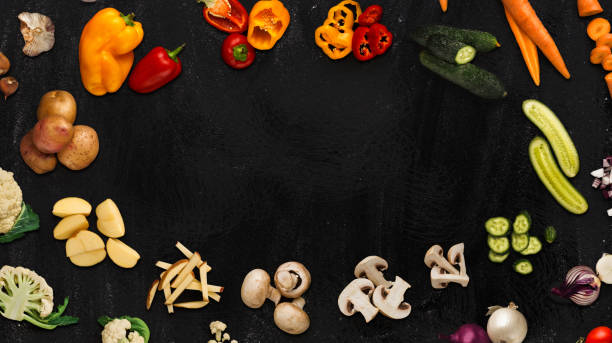 istock Collage of various vegetables on black background, isolated 905843706