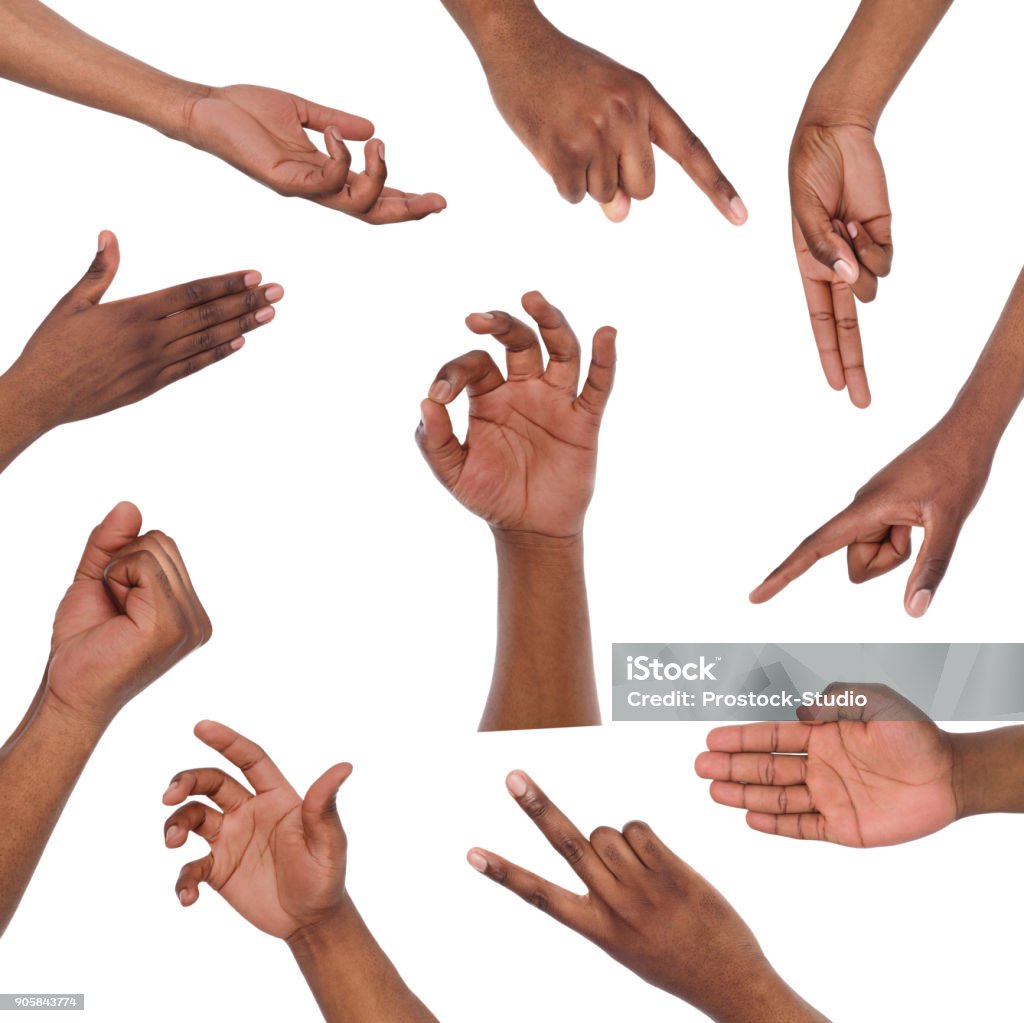 다양 한 손 제스처 흰색 절연의 세트 - 로열티 프리 손 스톡 사진