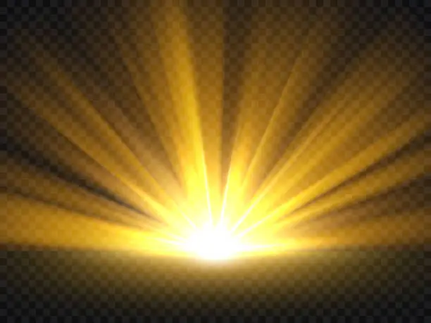 Vector illustration of Abstract golden bright light. Gold shine burst vector illustration isolated