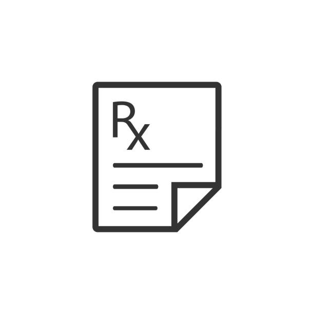 ilustrações de stock, clip art, desenhos animados e ícones de bw icon - medical prescription - note pad medicine healthcare and medicine pharmacy