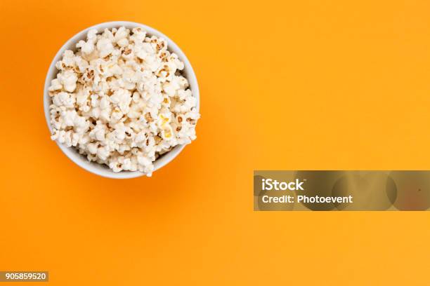 Popcorn Isolated Stock Photo - Download Image Now - Popcorn, Bowl, Directly Above