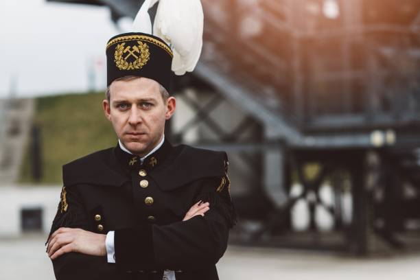 istock Man black coal miner in gala uniform 905859548