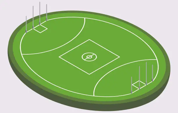 Vector illustration of Isometric field for Australian football, isolated image