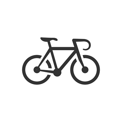 Road bicycle icon in single grey color. Sport, race, cycling, speed