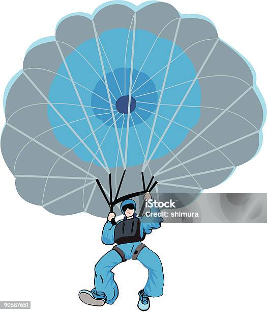Ilustración de Paracaídas Abierto y más Vectores Libres de Derechos de Paracaidismo - Paracaidismo, Saltar - Actividad física, Viñeta