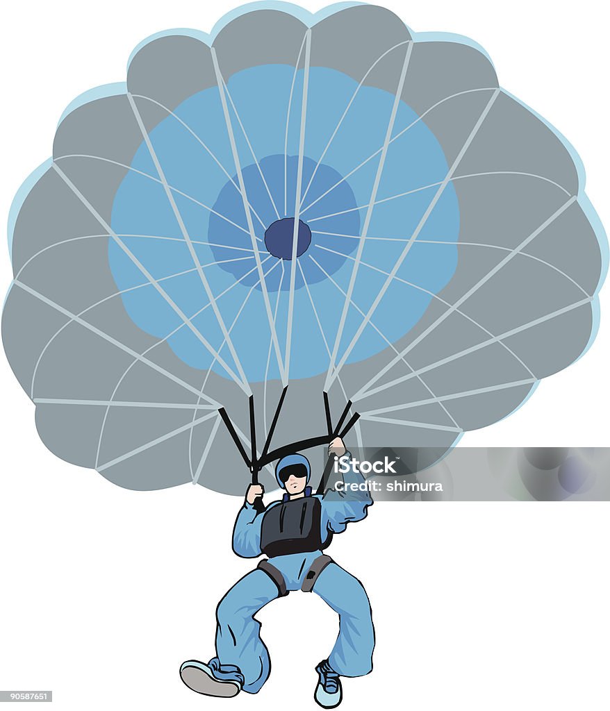 Paracadute aperto - arte vettoriale royalty-free di Paracadutismo