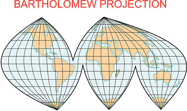 Bartholomew projection map (vector) vector art illustration
