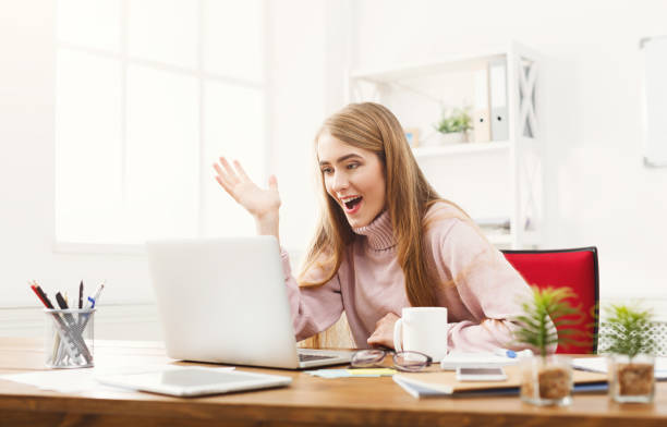 istock Business woman enjoying successful project 905882780