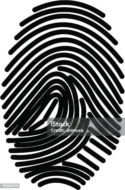 Digital Fingerprint2 Wektor - Stockowe grafiki wektorowe i więcej obrazów Bez ludzi - Bez ludzi, Białe tło, Czarno biały