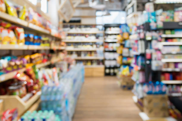 Abstract Supermarket aisle blur background
