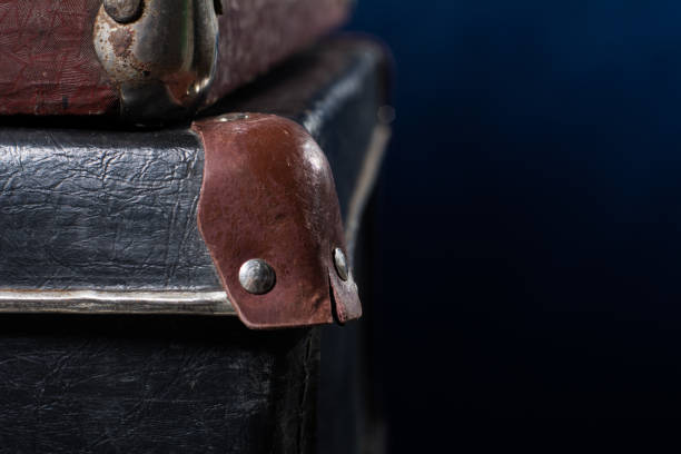 Close-up angle of an old shabby suitcase