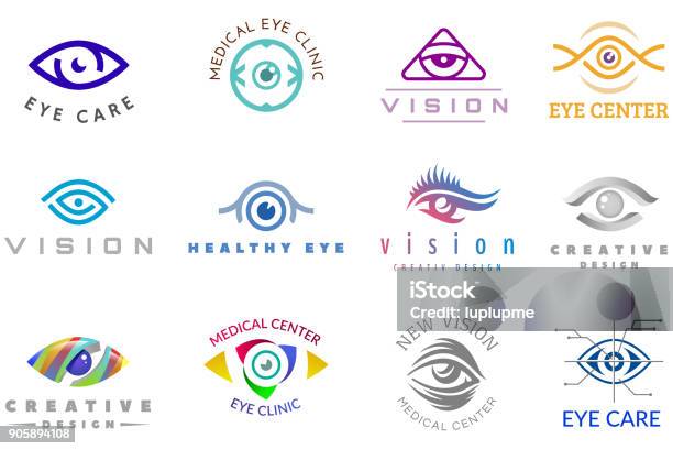 Eye Vector Eyeball Icona Occhi Guardare Visione E Ciglia Logotipo Di Assistenza Medica Ottica Azienda Supervisione Illustrazione Isolato Su Sfondo Bianco - Immagini vettoriali stock e altre immagini di Logo