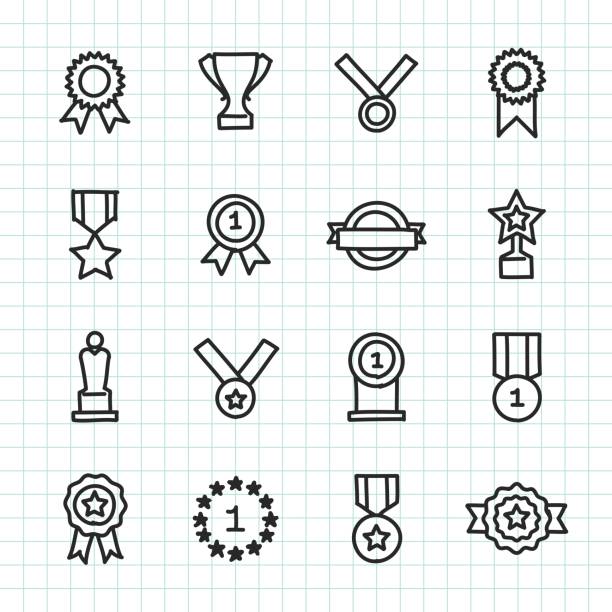 Award Icon - Hand Drawn Series Award Icon Hand Drawn Series Vector EPS File. laureate stock illustrations