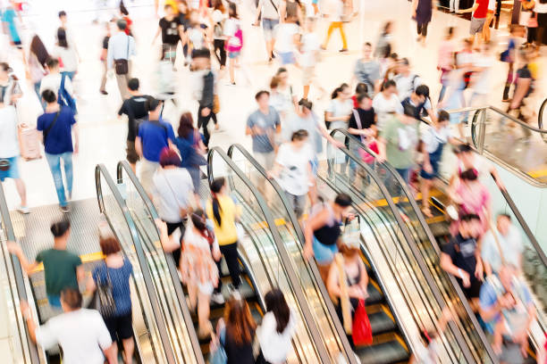 istock Motion escalators at the modern shopping mall 905900918