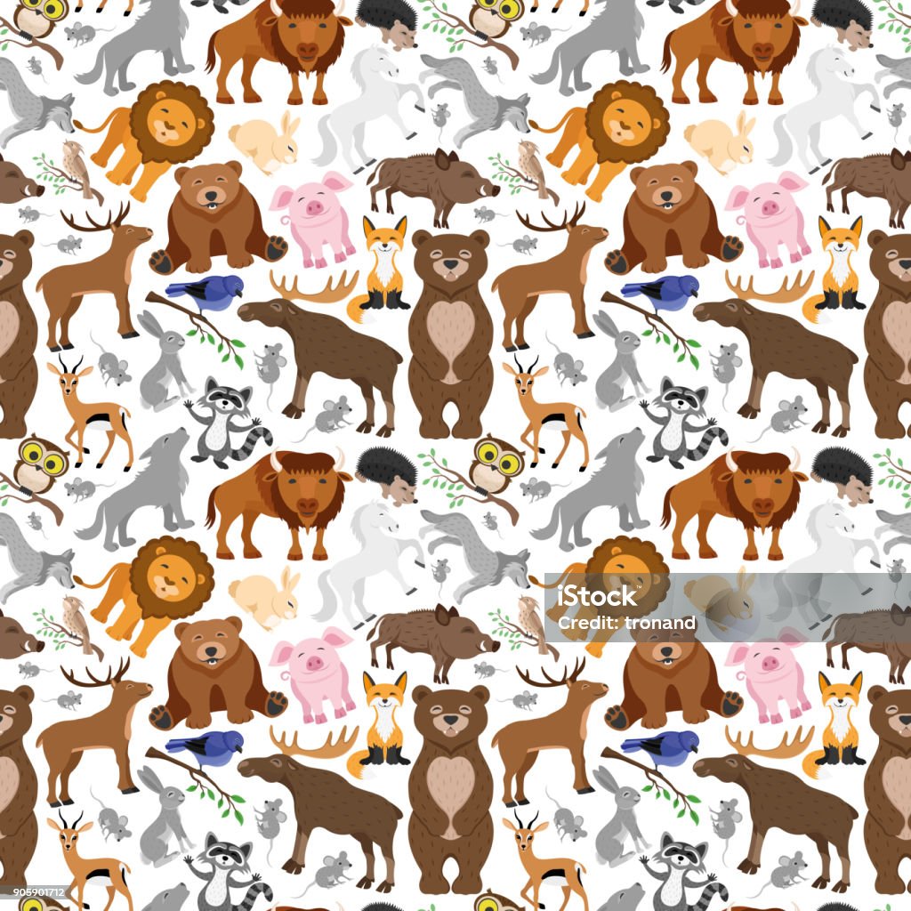 Animals Wioth Patterns Seamless Pattern With Animals Stock Illustration - Download Image Now ...