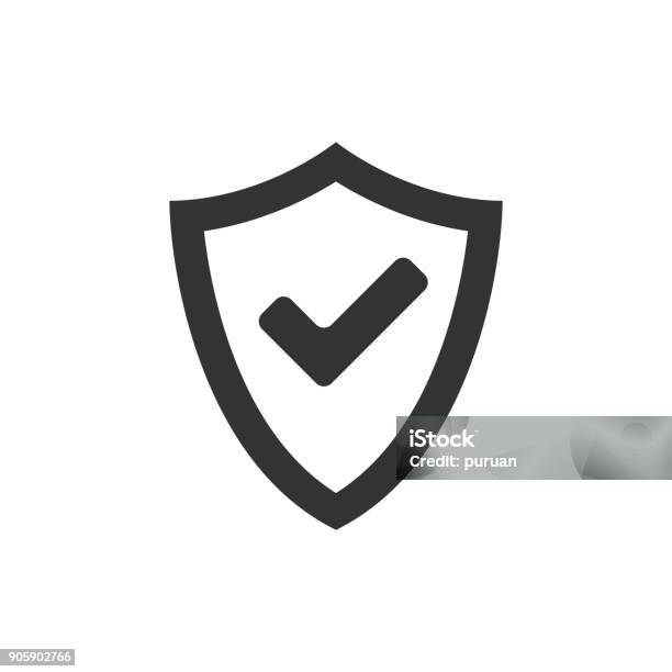 Bw Icon Shield Check Stock Illustration - Download Image Now - Shield, Icon Symbol, Security
