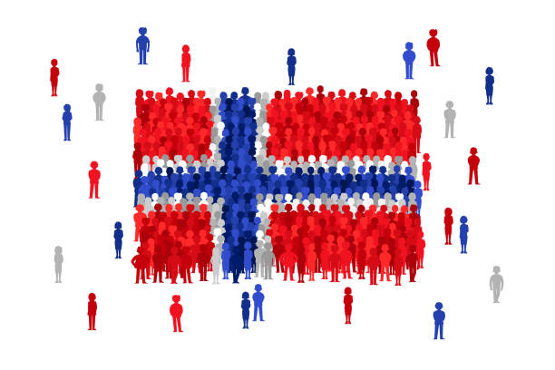 istock Vector Norway state flag formed by crowd of cartoon people 905905192