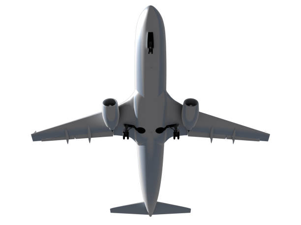 istock 3d illustration of airplane in flying on white. 905906126