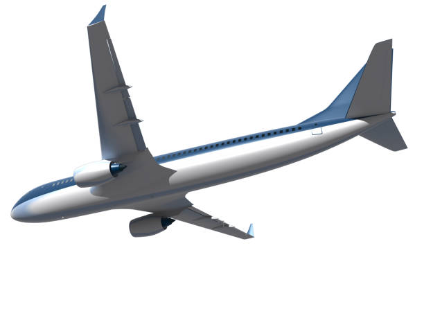 istock 3d illustration of airplane in flying isolated. 905906138
