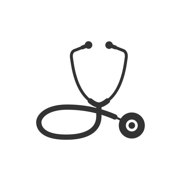 흑백 아이콘-청진 기 - stethoscope stock illustrations