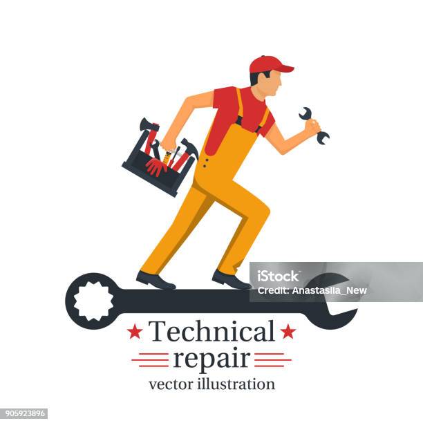 Technical Repair Vector Stock Illustration - Download Image Now - Mechanic, Home Addition, Technician