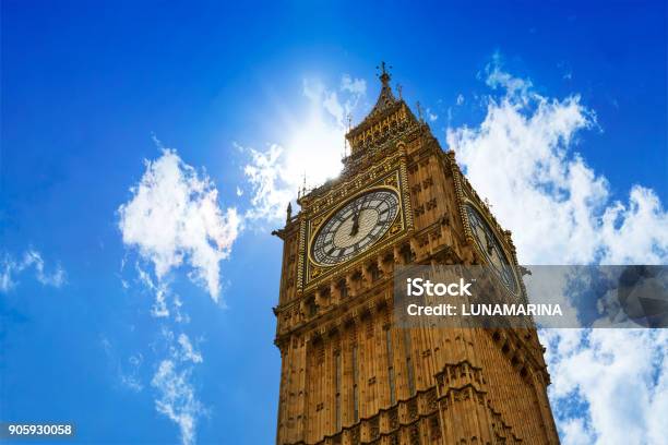 Big Ben London Clock Tower In Uk Thames Stock Photo - Download Image Now - Big Ben, Sky, Ancient