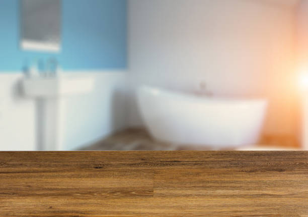 istock Wooden table. Modern Bathroom Interior 905933912