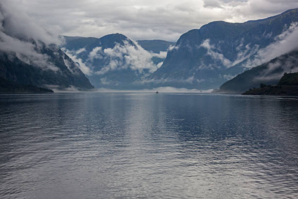 istock Dramatic view on Naeroyfjord in rainy weather 905937662