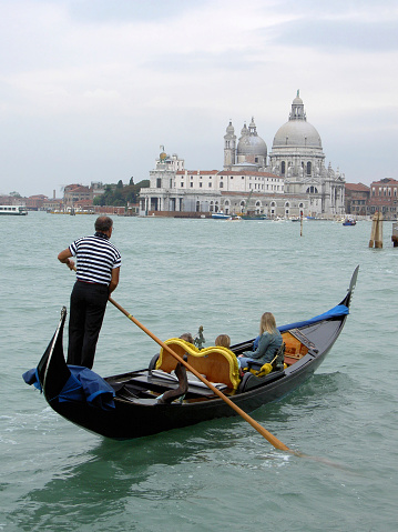 Venice Italy. 06-14-2022. Gondola  at grand canal in Venice Italy