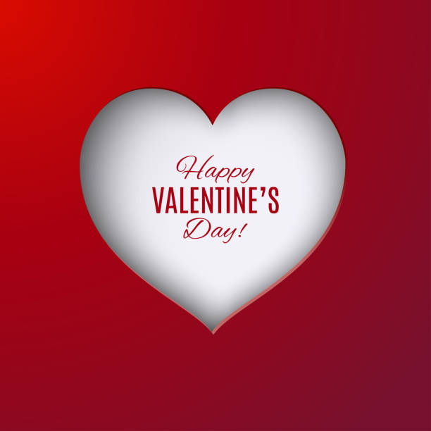 istock Valentines day holiday design template. Paper cutted white heart vector illustration on red background for greeting card, poster, banner, flyer, paper cut out style. Text happy valentine's day 905944912