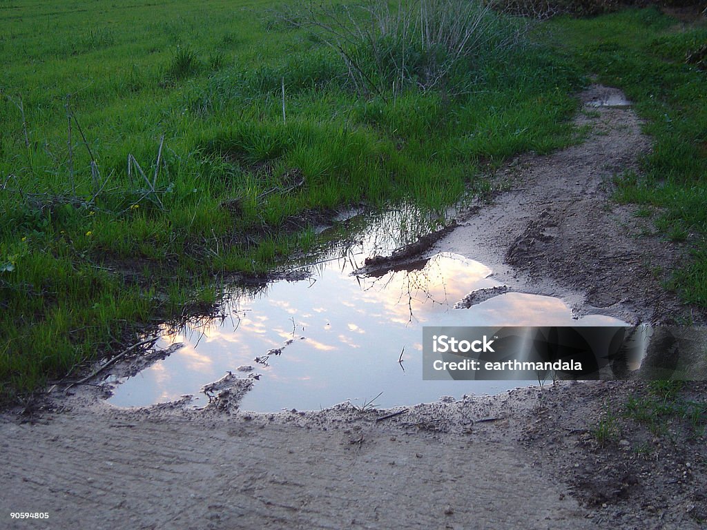L'eau de pluie avec twilight sky réflexion de Flaque - Photo de Boue libre de droits