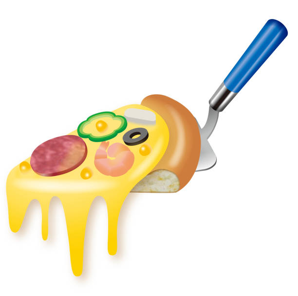 피자의 그림입니다. - pizza illustration and painting italian cuisine salami stock illustrations