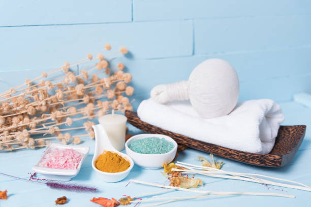 istock Beautiful composition of spa accessories 905961442
