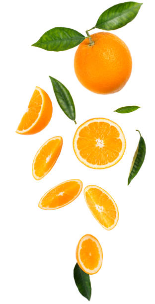 istock Slices of oranges in air. 905962250
