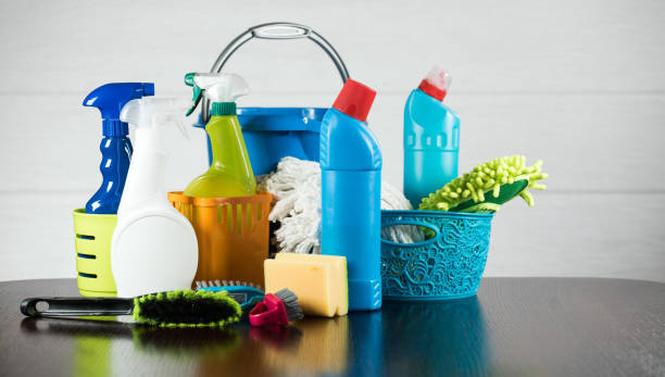 istock Cleaning concept with supplies 905969948