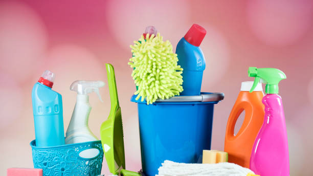 istock Cleaning concept with supplies 905970300