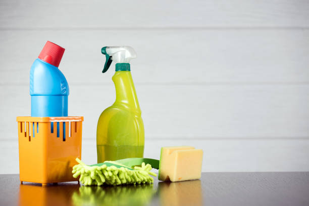 istock Cleaning concept with supplies 905970502