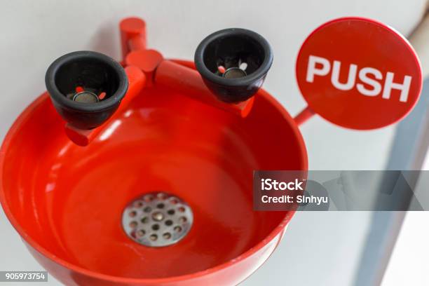 Emergency Eye Wash And Showers Eye Wash In Laboratory Stock Photo - Download Image Now