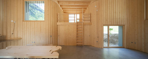 istock Interior of modrn wooden house 905974010