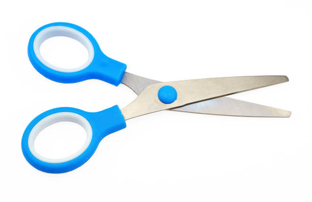 children's colorful scissors on a white background